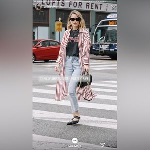 NWT Anine Bing Milly Silk Red Striped Dress